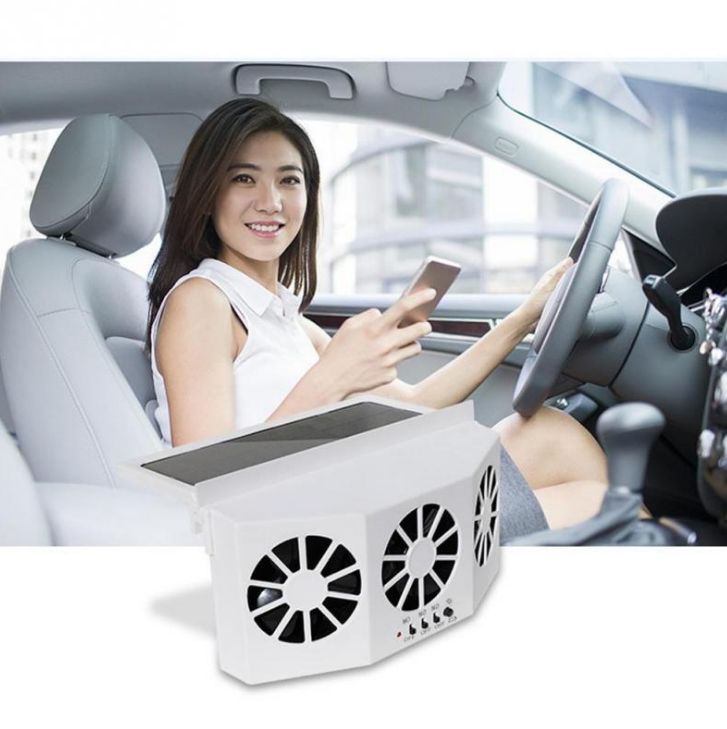 White Smoke 3 Cooler Car Fan Solar Energy Cooling Vent Exhaust Portable Safe Auto