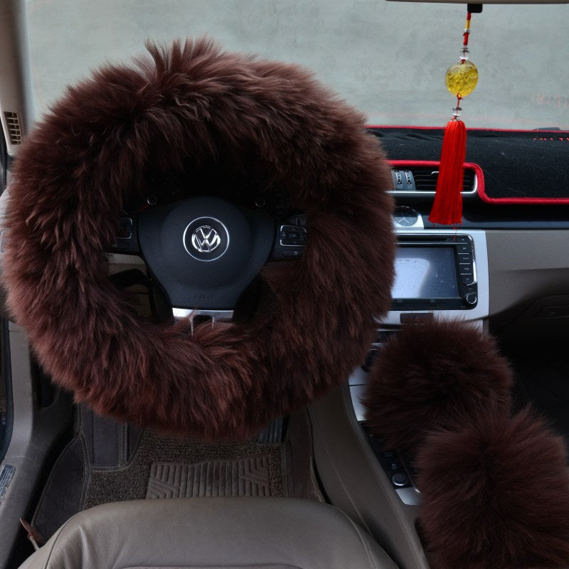 Three-piece wool steering wheel cover - Auto GoShop