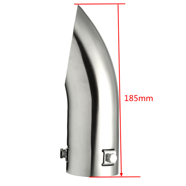 Chrome 60mm Car Curved Exhaust Tail Tip End Pipe Blow Down Bumper Trim Steel - Auto GoShop