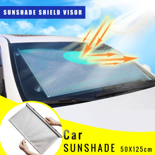 Dark Gray Automatic winding car front/rear sunshade car supplies supermarket laser sun block 50*125CM