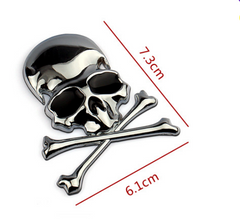 White Smoke Automobile metal personality linked skull stickers (silvery)