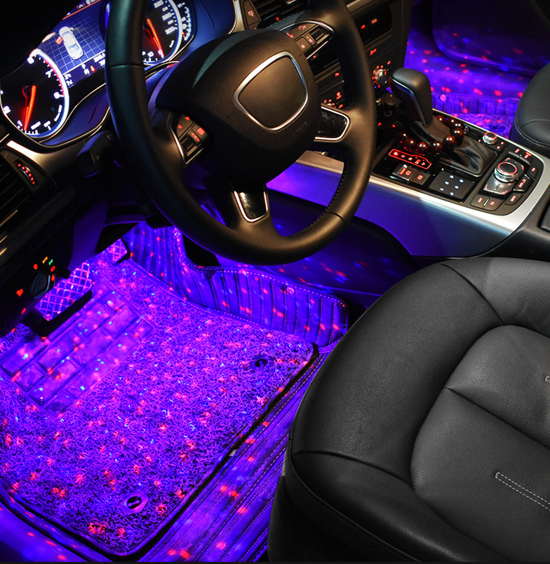 Blue Violet Car interior modification colorful sound control led decorative atmosphere lamp (Colorful)