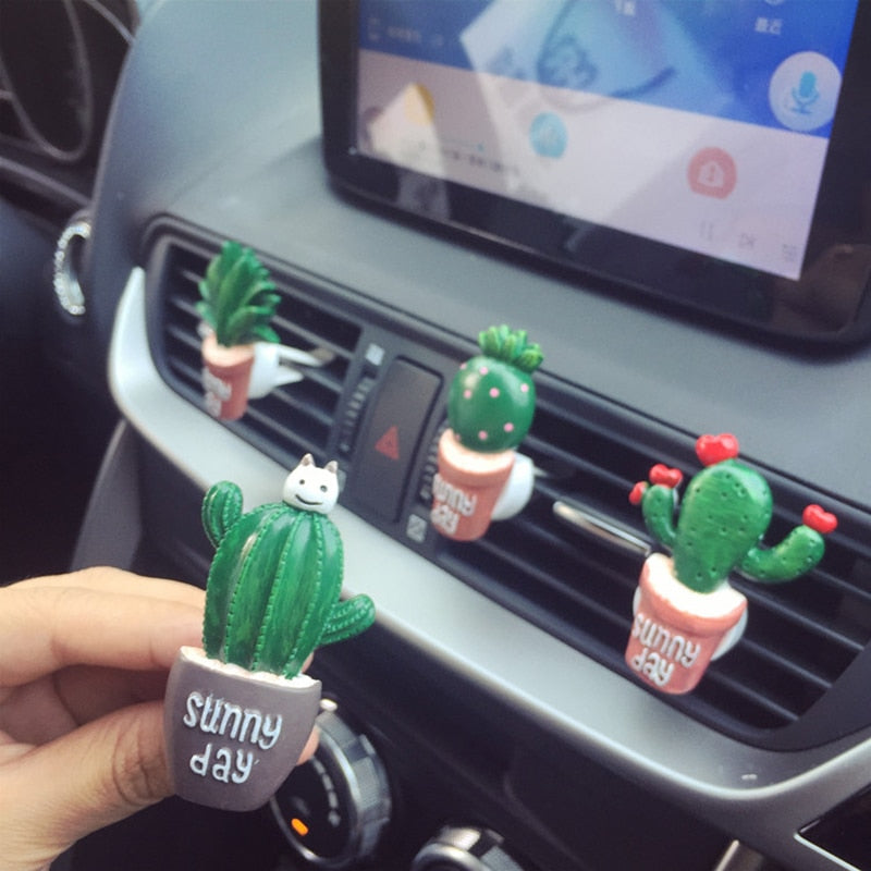 Sea Green Car Air Freshener Plants Perfume Vent Outlet Air Conditioning Fragrance Clip Cute Creative Ornaments Interior Auto Accessories