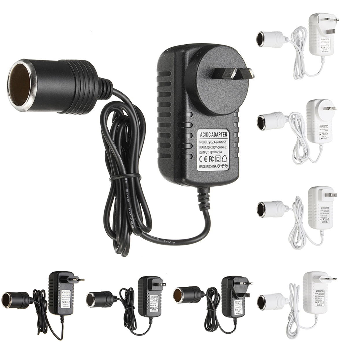 Dark Slate Gray AC 100-240V 2A to DC 12V Car Lighter Power Adapter Voltage Converter Power Supply Socket