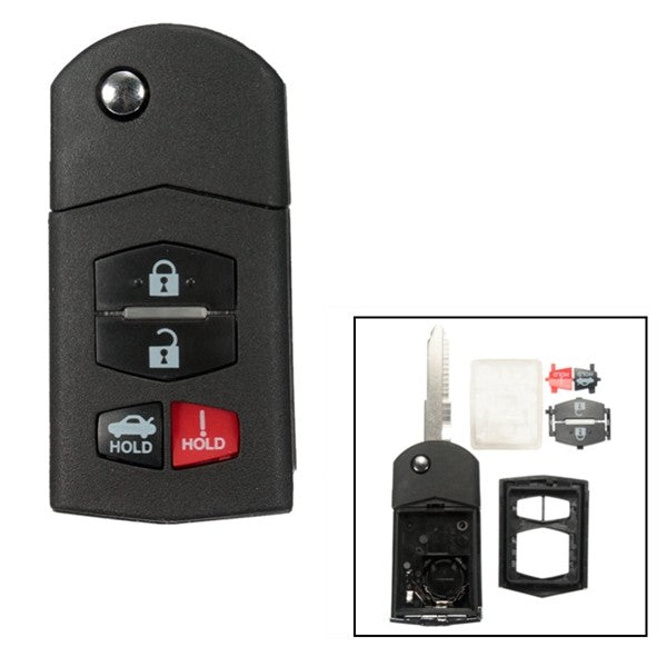 Dark Slate Gray 4 Button Remote Key Fob Case Shell Blade For Mazda 3 5 6 RX8 CX7 CX9 Replacement