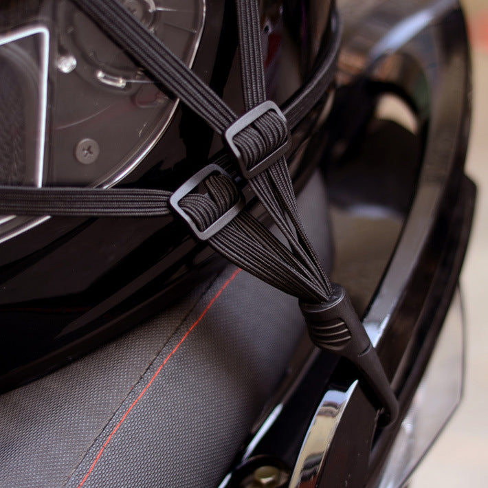 Black 2 Hooks Motorcycles Moto Strength Retractable Helmet Luggage Elastic Rope Strap (black)