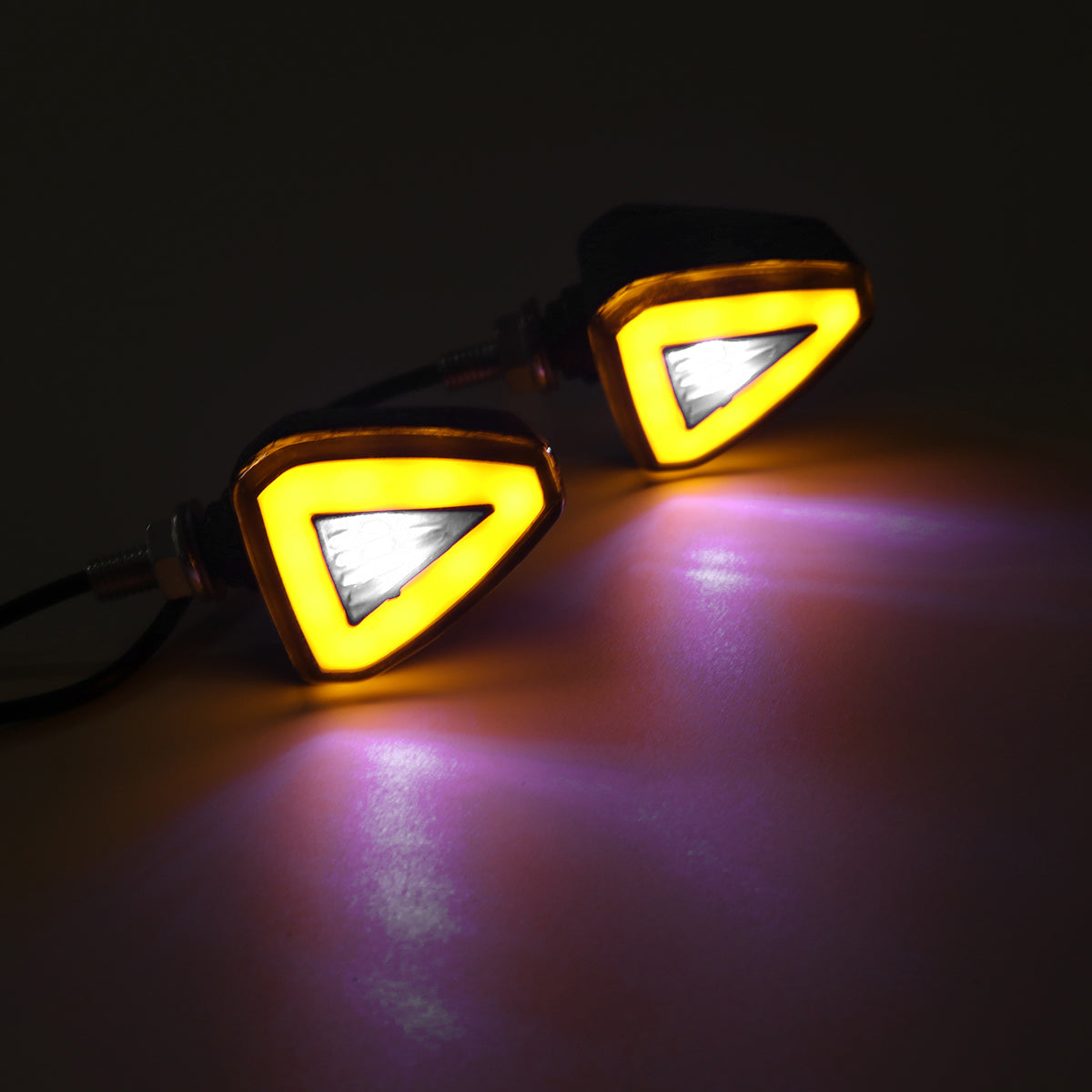 Yellow 12V Motorcycles LED Turn Signal Indicator Lights Running Daytime Light Universal