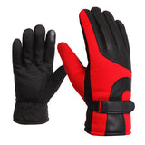 Red Motorcycle Leather Gloves Touch Screen Winter Warm Waterproof Red Blue Black Grey
