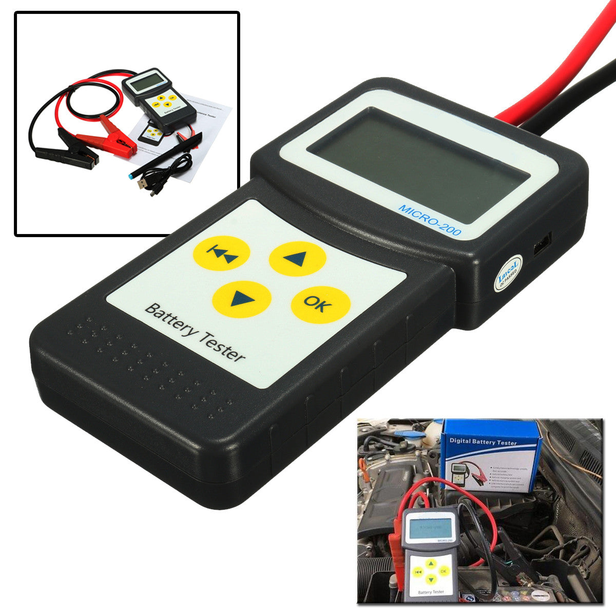 12V Car Battery Tester Automotive Vehicle Battery Analyzer AGM GEL MICRO-200 - Auto GoShop