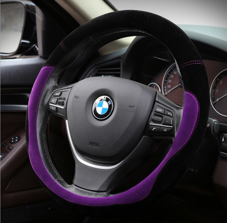 Plush steering wheel cover flocking warm car handle - Auto GoShop