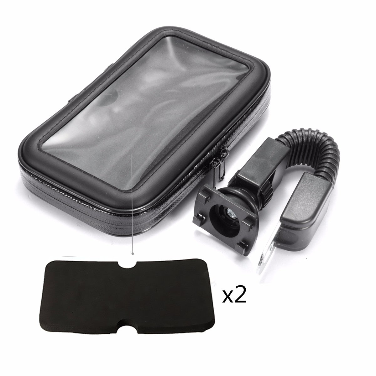 Dark Gray 6inch Waterproof Phone Holder GPS Case Motorcycle Rear View Mirror Mount