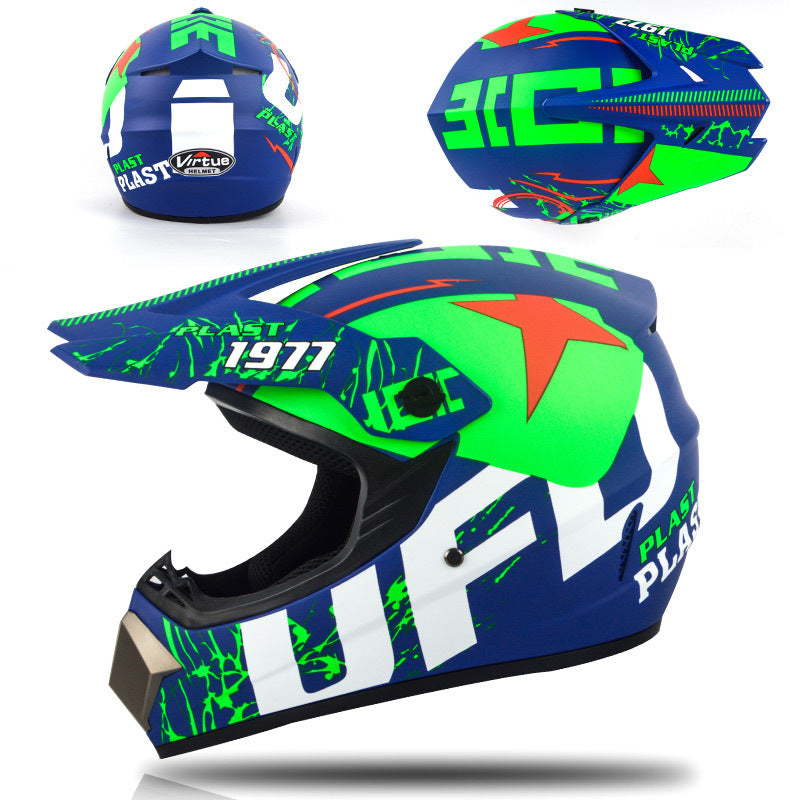 Spring Green Junior Motocross Helmet
