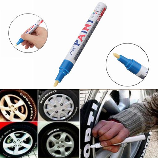 Ghost White 4Pcs Blue Color Tyre Permanent Paint Pen Tire Metal Outdoor Marking Ink Marker Trendy