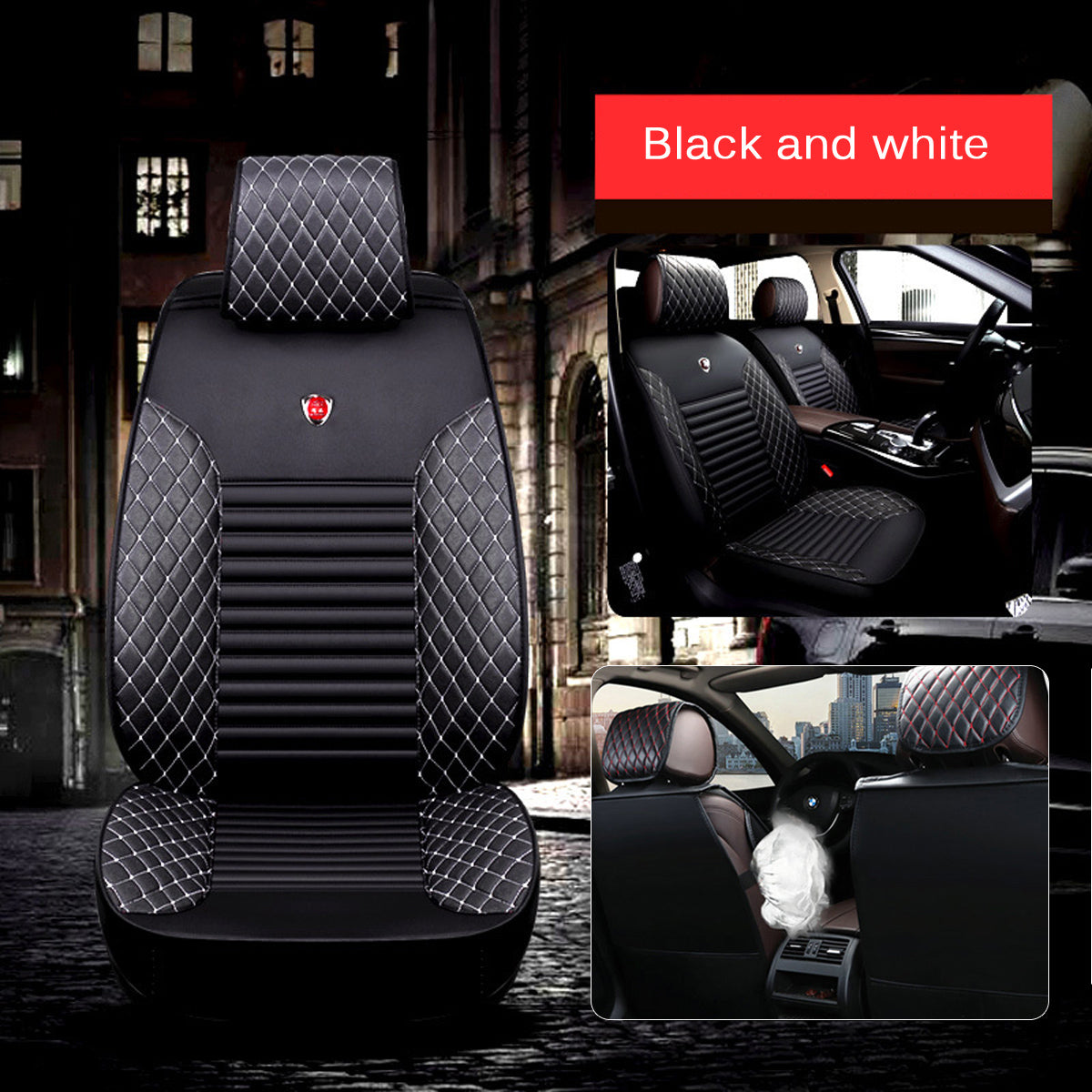 PU Leather Car Seat Cover Deluxe Protector Cushion Front Rear Cover Universal - Auto GoShop