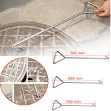 White Smoke 50/60/70cm Carbon Steel Manhole Sewer Cover Hook Clasp Handle Tool Anti-rust