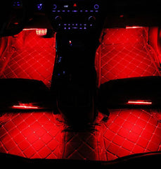 Red POSSBAY Car RGB Lights LED Strip Neon Lamp Decorative Atmosphere Lights Wireless Remote/Music/Voice Control Car Interior Light