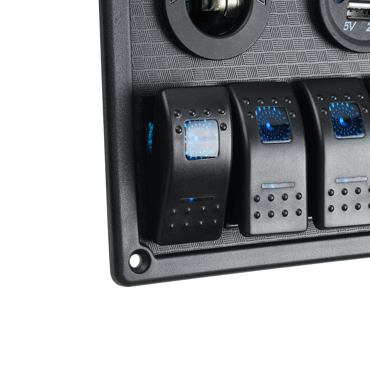 Black 12V 24V 8 Gang Blue LED Rocker Switch Panel Car Marine Boat Dual USB Waterproof