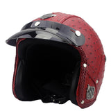 Black Unisex Retro Characteristic Four Seasons Universal 3/4 Leather Motorcycle Electro-mobile Helmet MTB helmet