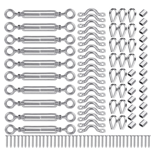 10 Pack Balustrade Fitting Fixing Kit DIY Stainless Steel Wire Rope Eye Thimbles Nut For Boat Marine - Auto GoShop