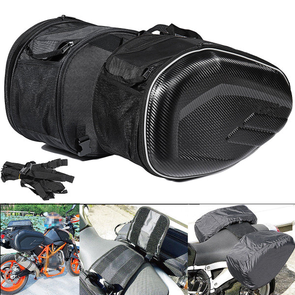 Dark Slate Gray 58L Motorcycle Saddlebags Rear Seat Luggage Large Capacity Multi-use Expandable