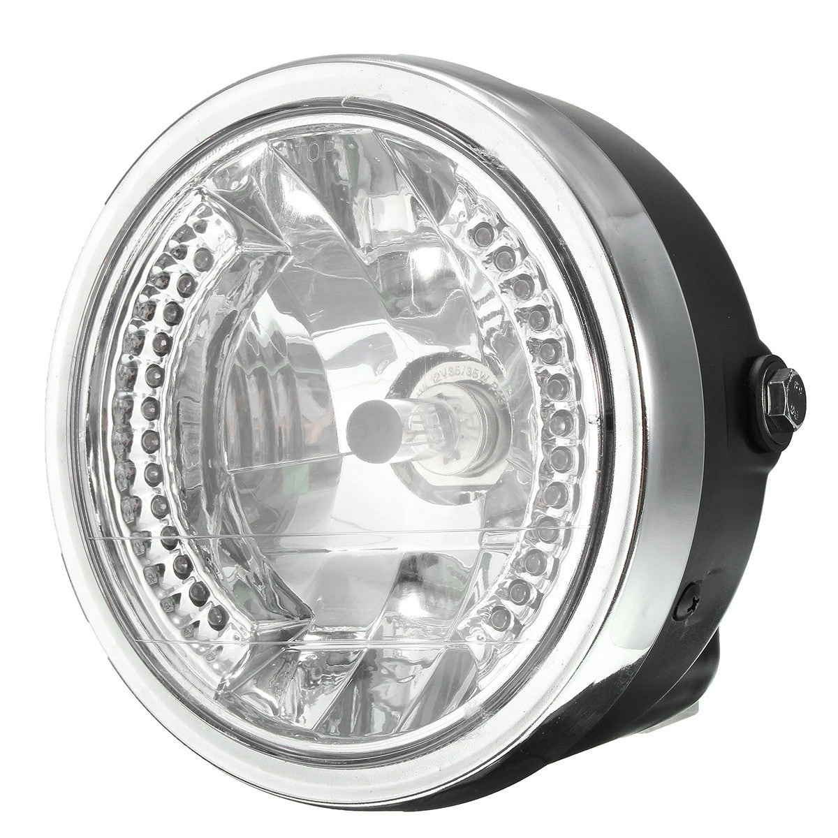 Gray 8 Inch Motorcycle Headlight With LED Turn Signal Indicators Bracket