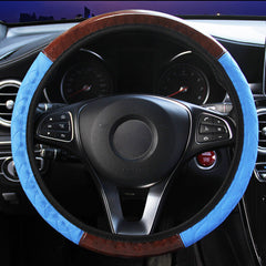 Wood Grain Leather Car Steering Wheel Cover Protective Cover Universal Non-slip - Auto GoShop