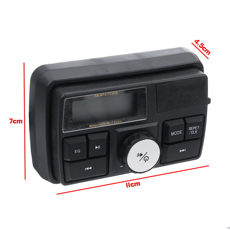 Dark Slate Gray 3 in 1 Motorcycle Stereo Speaker Audio SB SD Music MP3 Anti-theft Alarm System