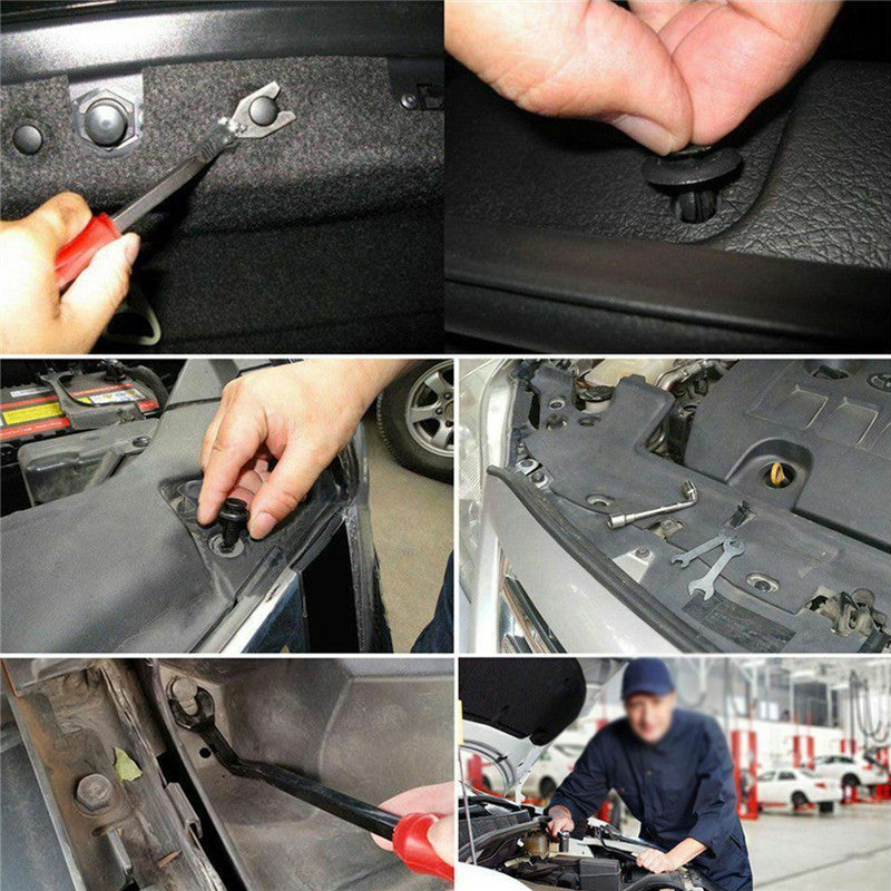 Black 555Pcs Car Plastic Fastener Clips Removal Plier Bumper Fender Door Trim Panel Rivet Retainer Universal