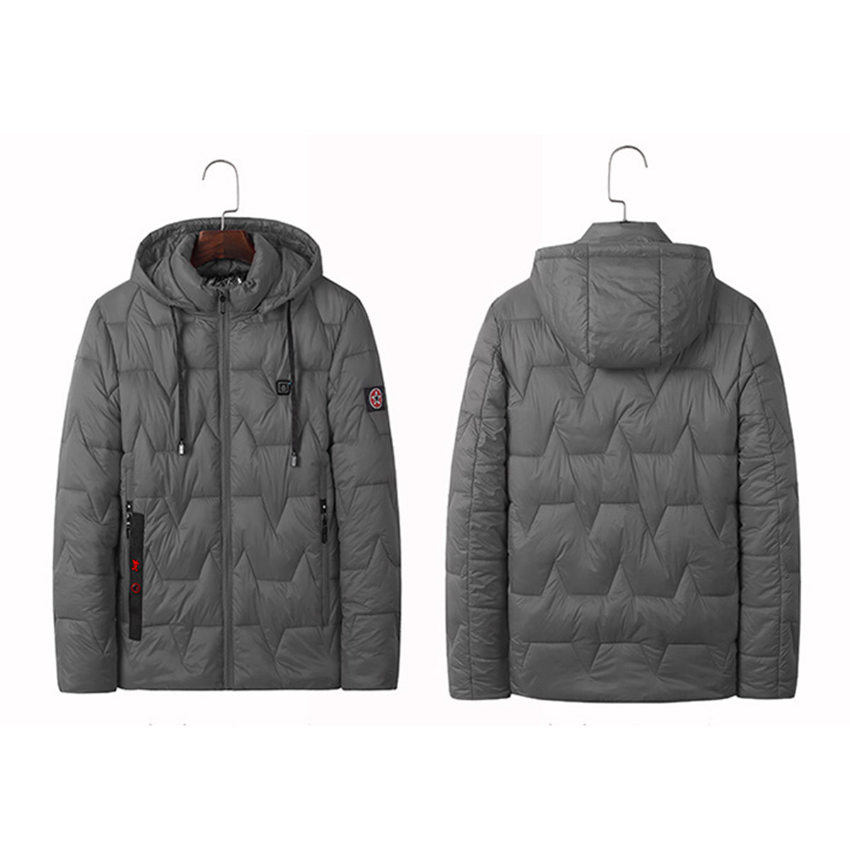 Dim Gray USB Electric Heated Coats Heating Hooded Jacket Long Sleeves Winter Warm Clothing