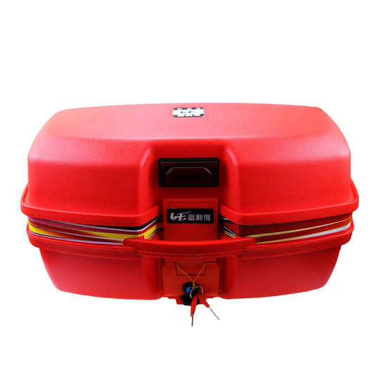 Firebrick Motorcycle Tour Tail Box Scooter Trunk Luggage Top Lock Storage Carrier Case