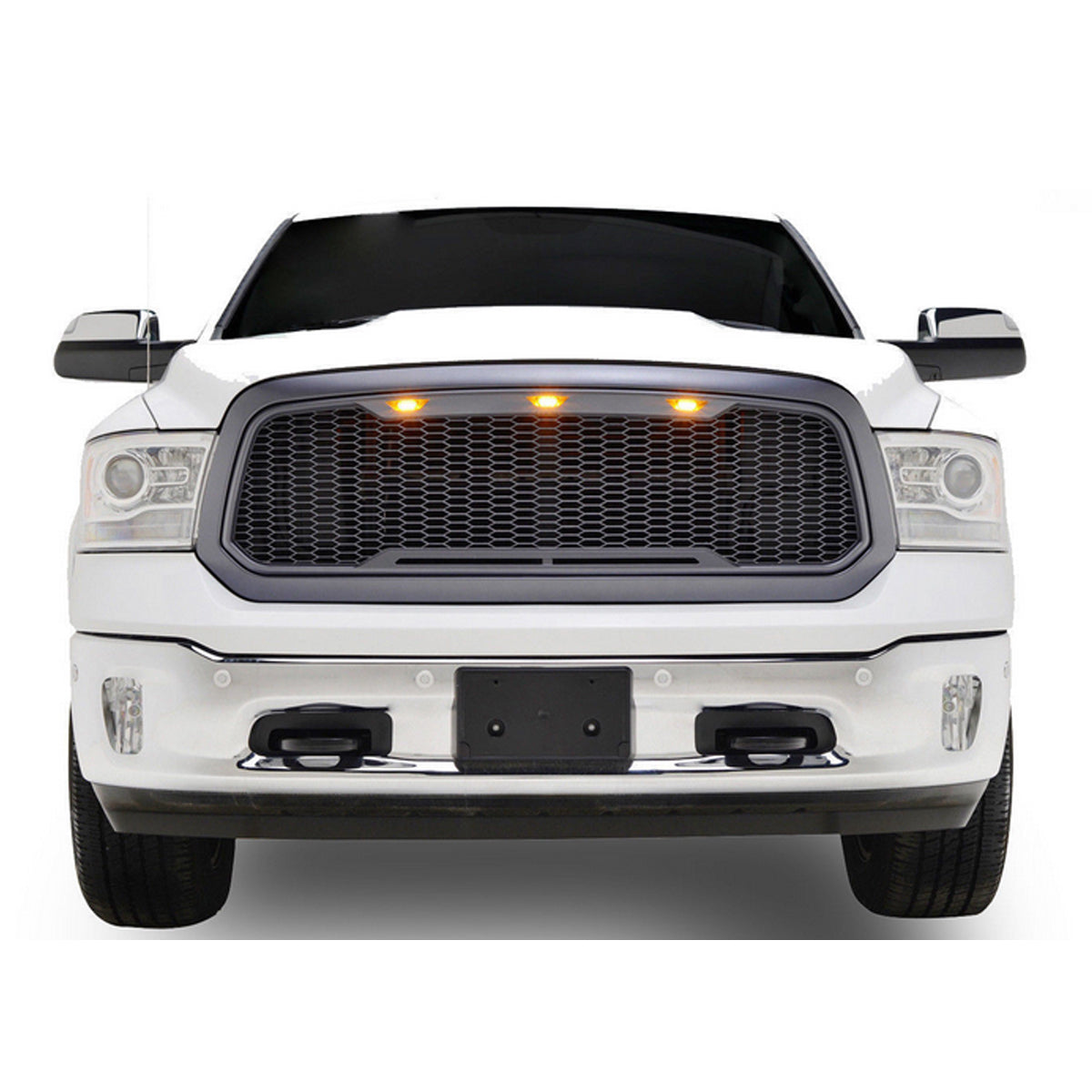 Front Grille ABS Honeycomb Bumper Grill With LED For Dodge Ram 1500 2013-2018 - Auto GoShop