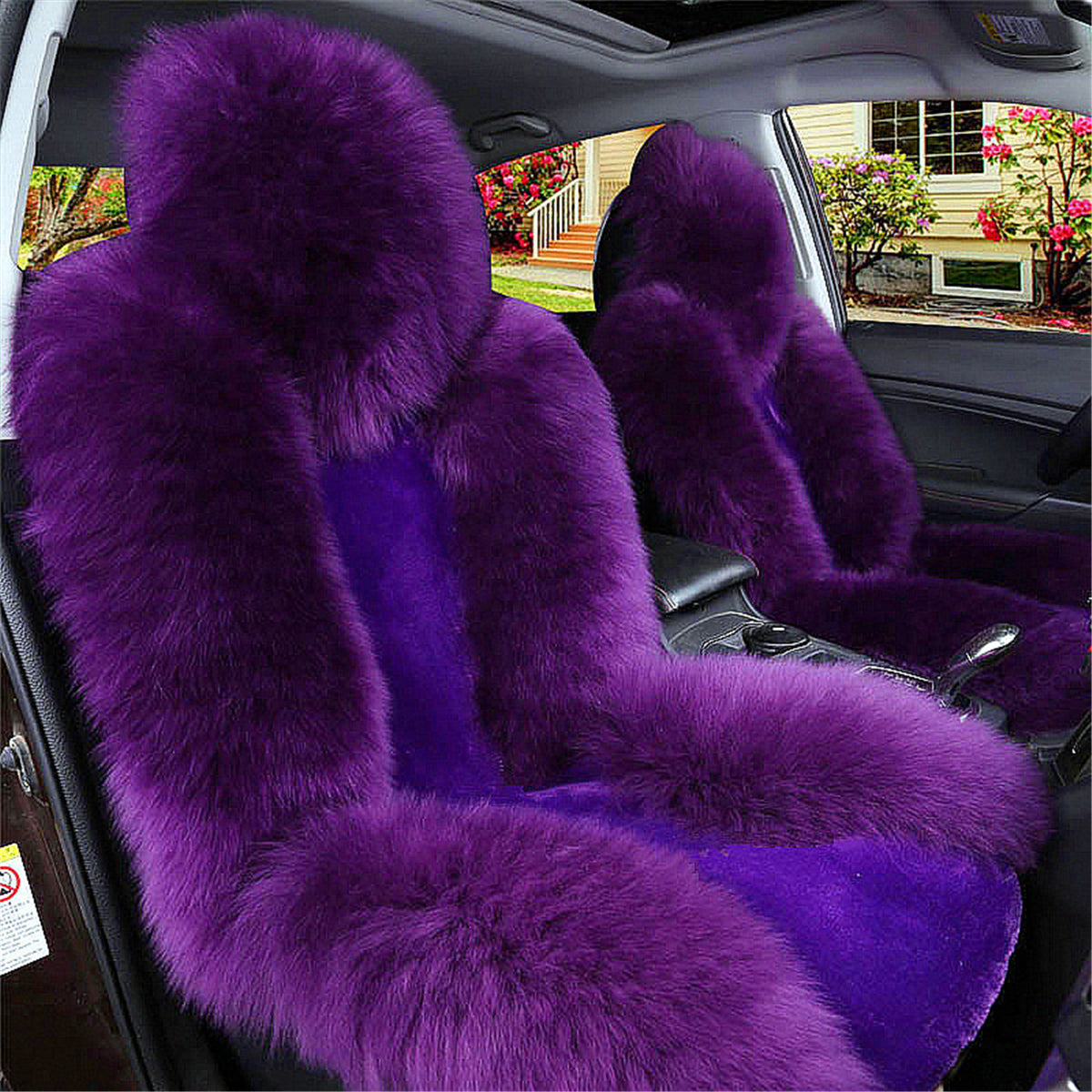 Car Seat Cover Wool Warm Universal Sheepskin Fur Front Seat Cushion Covers Auto - Auto GoShop