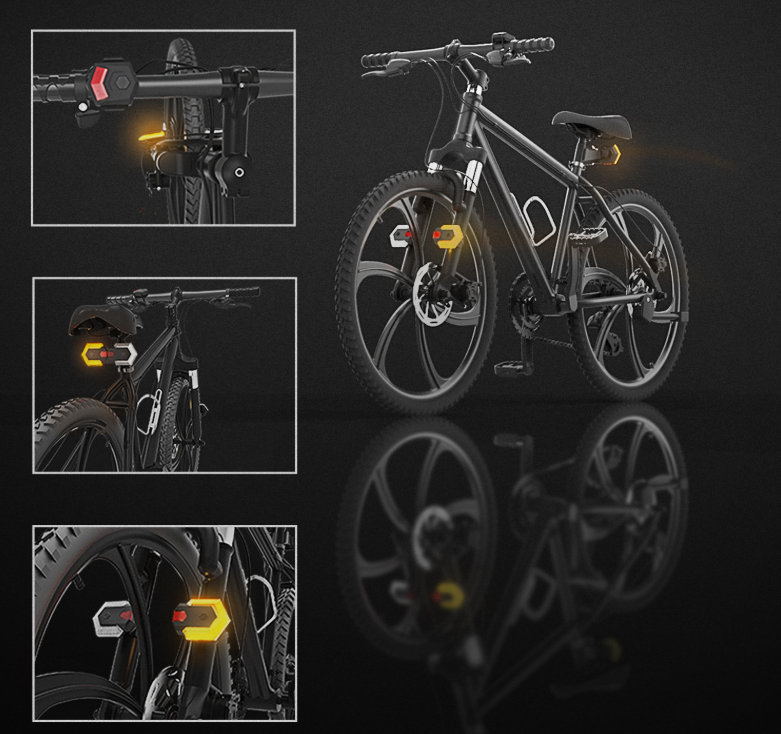 Dark Slate Gray Bike Turn Signals Front and Rear Light (Black)