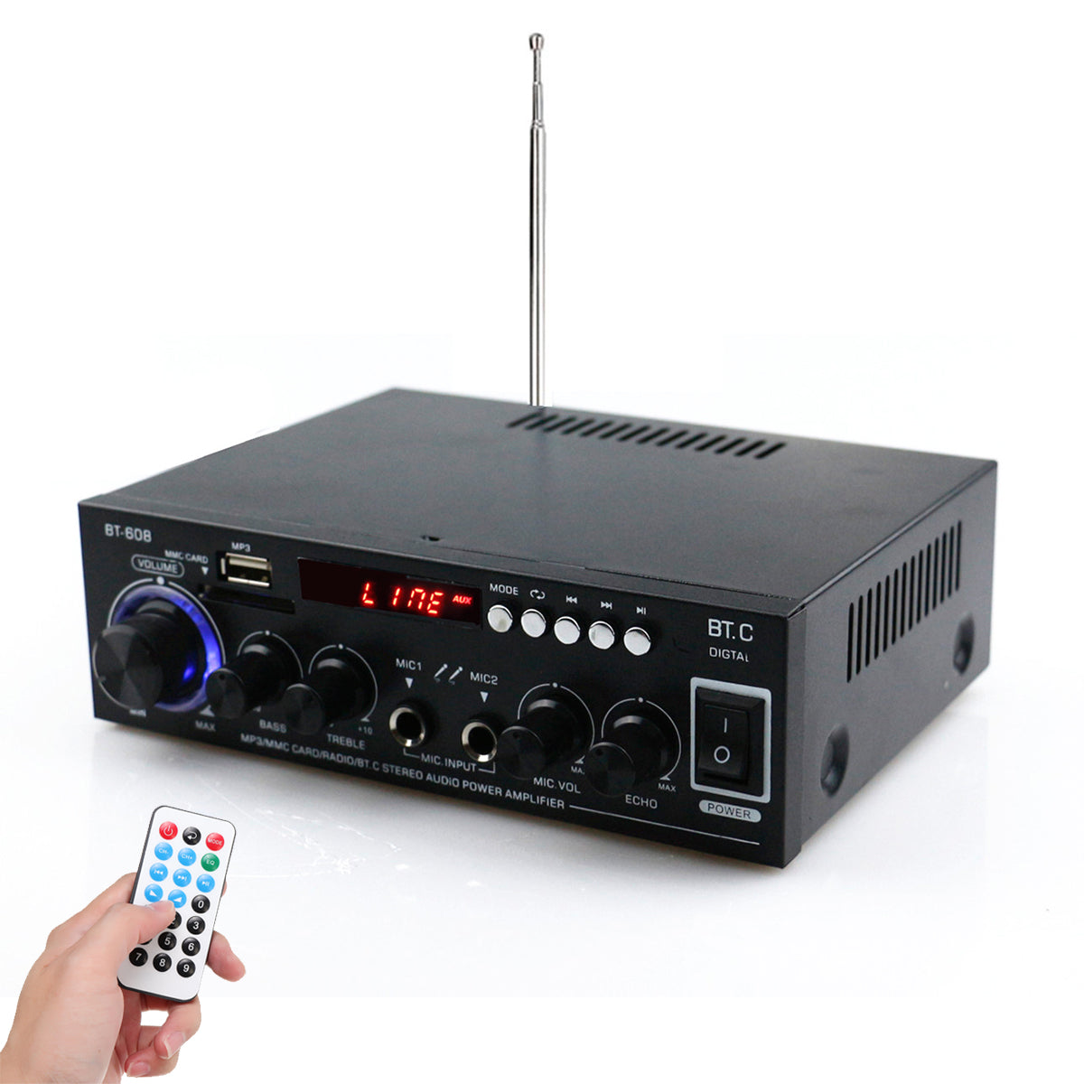 110V/220V Car FM Radio TF Card Audio LED Light Home Sound Amplifier bluetooth Theater HiFi Stereo Speakers Support - Auto GoShop