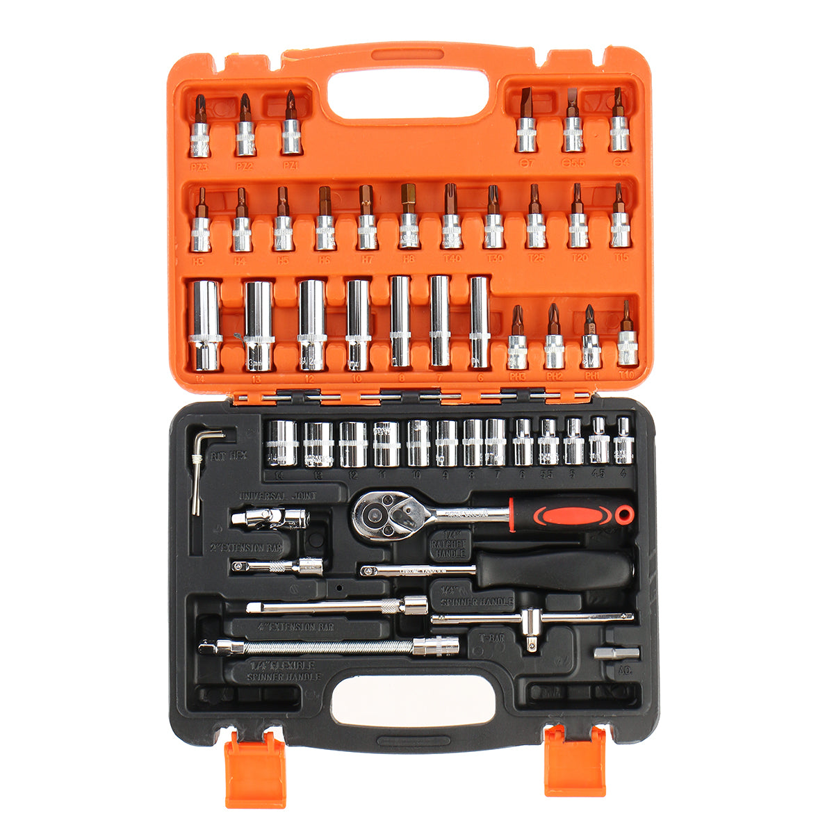 Tomato 40pcs/46pcs/53pcs Socket Ratchet Wrench Set Sleeve 3/8" &1/4" Repair Hardware Tool
