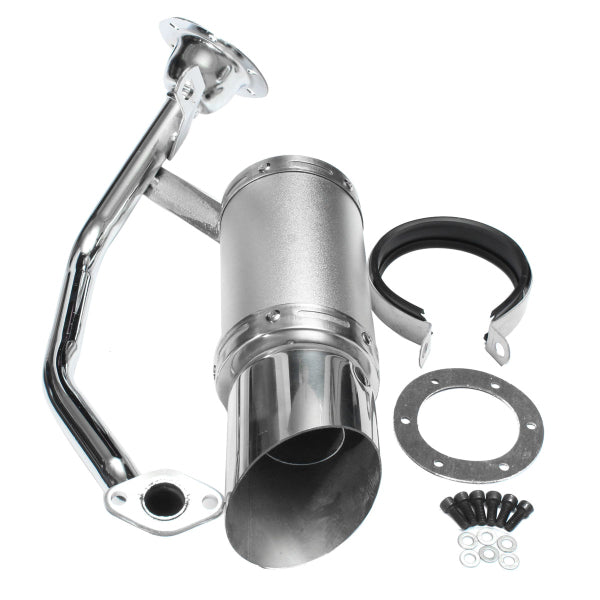 Gray 50mm/2in Motorcycle Exhaust System Stainless Steel Short Carbon Fiber For GY6 49cc 50cc 125cc 150cc 200cc 4 Stroke Scooter