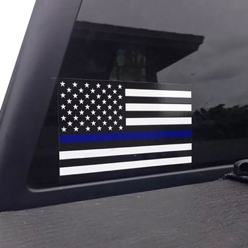 Black American black and blue flag car sticker (Black blue 11.5x6.5cm)