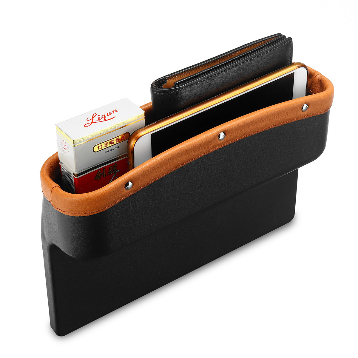 Black Creative Leather Car Seat Gap Storage Box Pocket Organizer 3 Colors