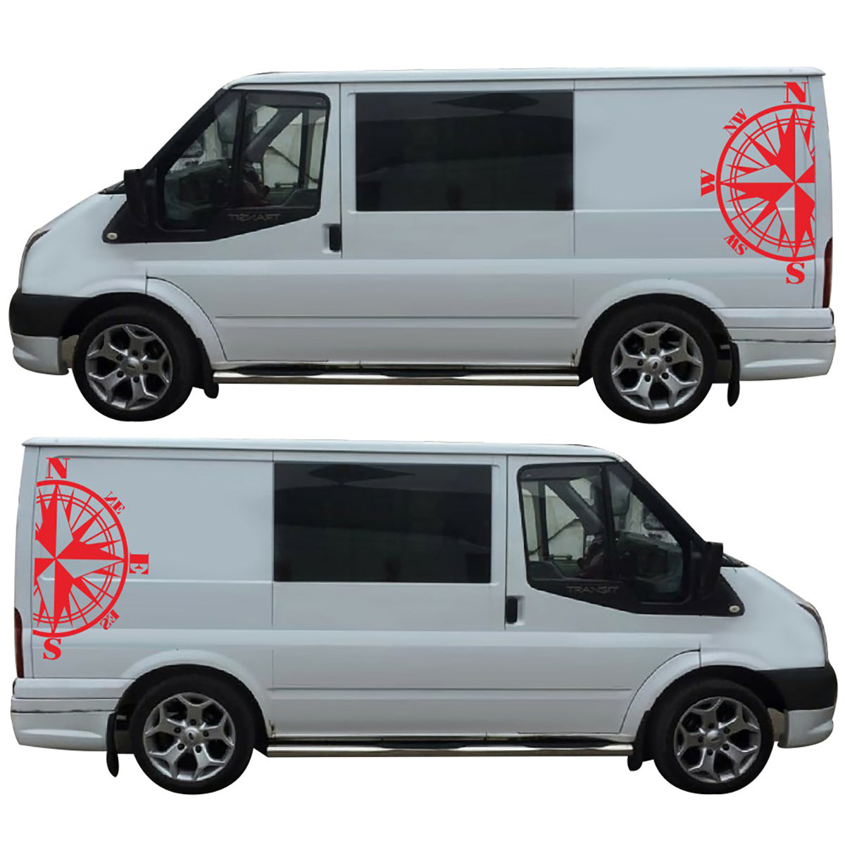 Dark Gray 2PCS Side Stickers Decals Compass For VW Multivan Transporter Caravelle T4 T5 T6
