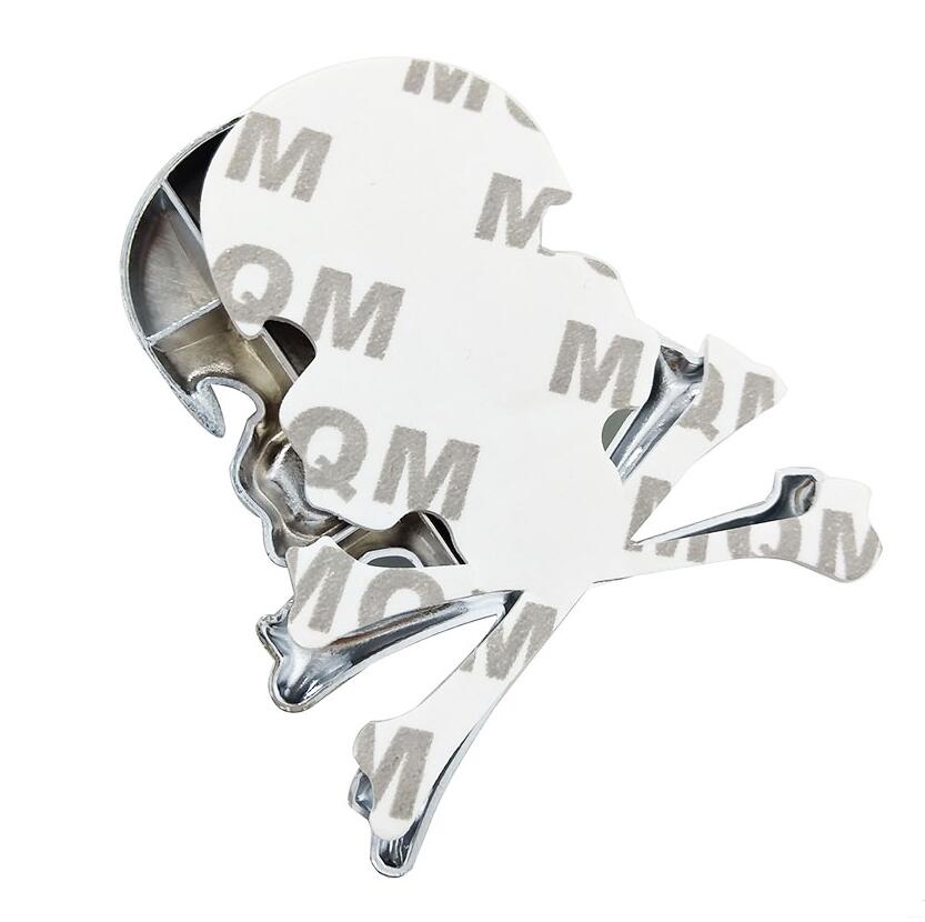 Gray 3d metal alloy zinc skull skeleton bones car truck bike stickers labels emblem sign car styling jewelry intimate accessories