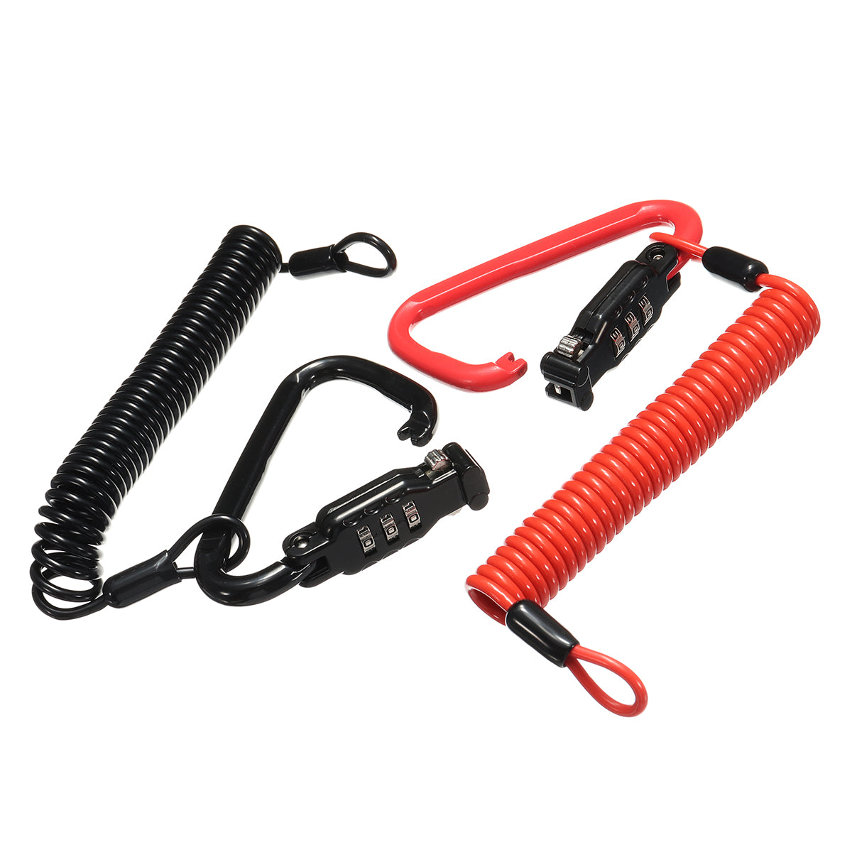 Orange Red Motorcycle Scooter Security Helmet Lock Combination Coded PIN with T-Bar Rubber Cable
