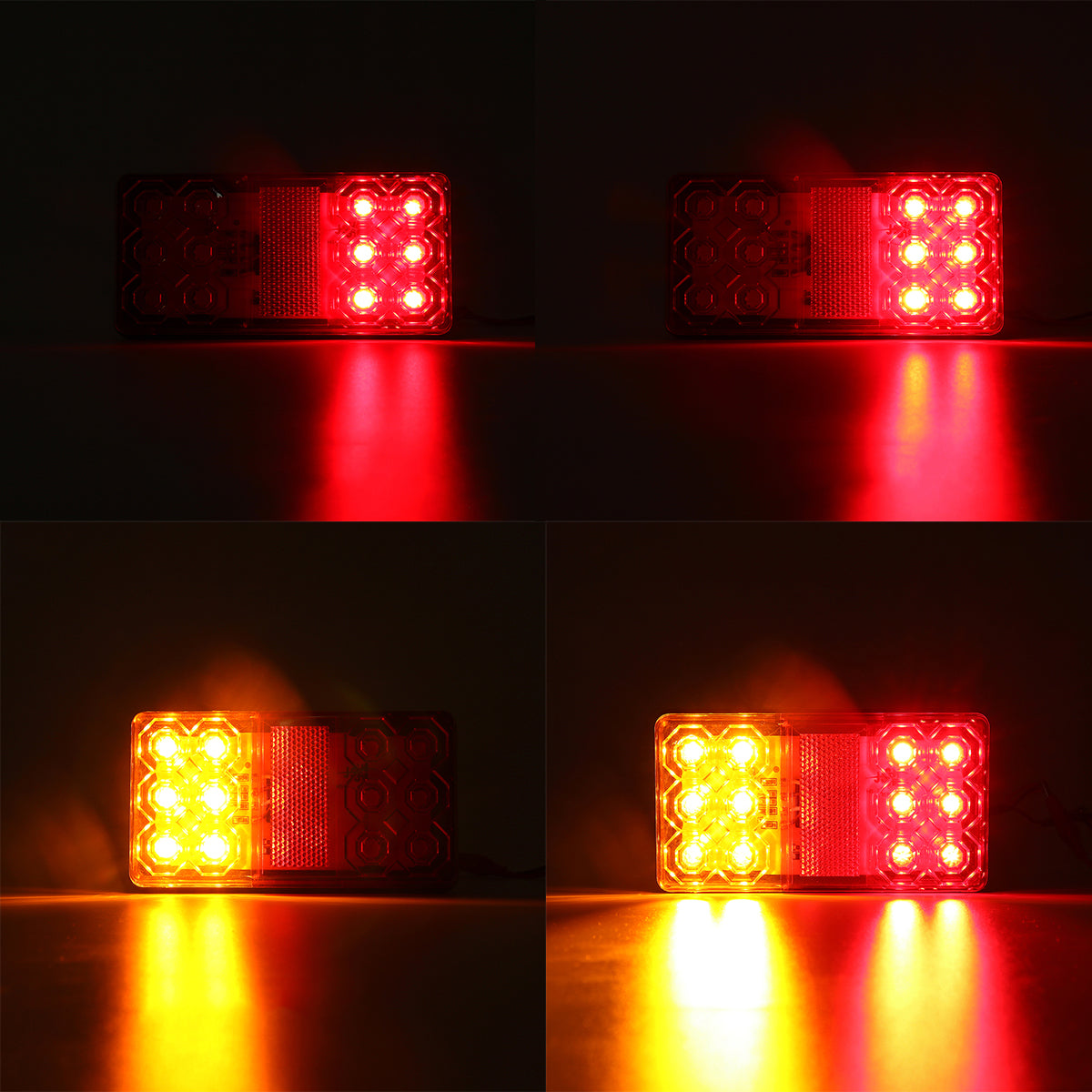 Red 2pcs 12V-80V 24V 12 LED Rear Tail Stop Brake Light Indicator Turn Signal For Trailer RV Boat