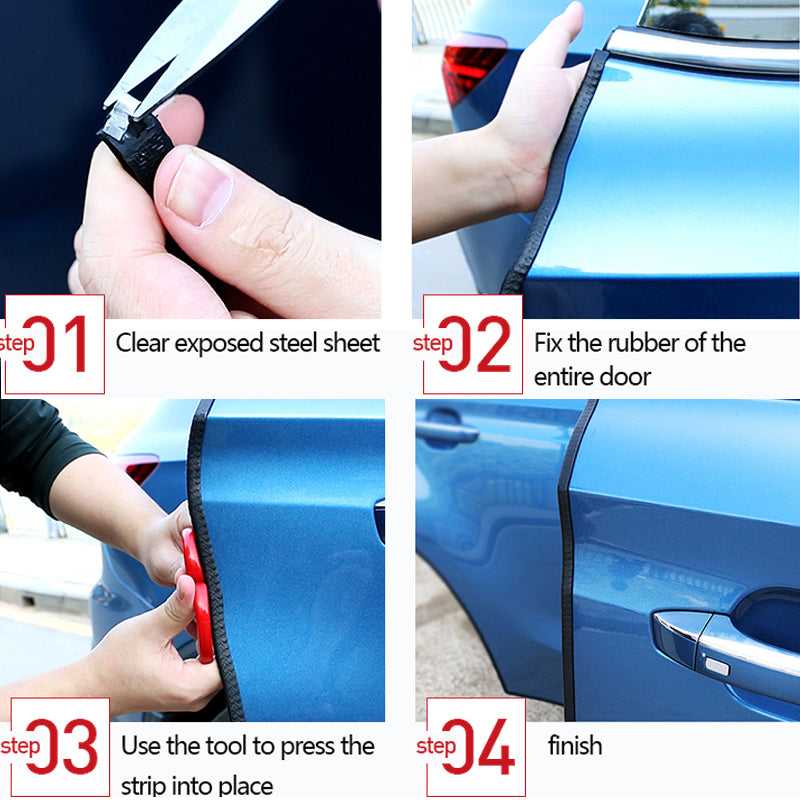 Steel Blue Universal Built-in Steel Disc Car Anti Collision Strip Auto Door Edge Scratch Protecter Bumper Strip