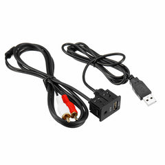 Car Stereo 3.5mm AUX Socket Cable Female To 2 RCA Male Car Boat Mot Flush Mount USB - Auto GoShop