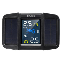 Dark Slate Gray Enusic™ T400 Solar Power + USB TPMS Waterproof LCD Display Motorcycle Real Time Tire Pressure Monitor System Wireless WI External Sensor