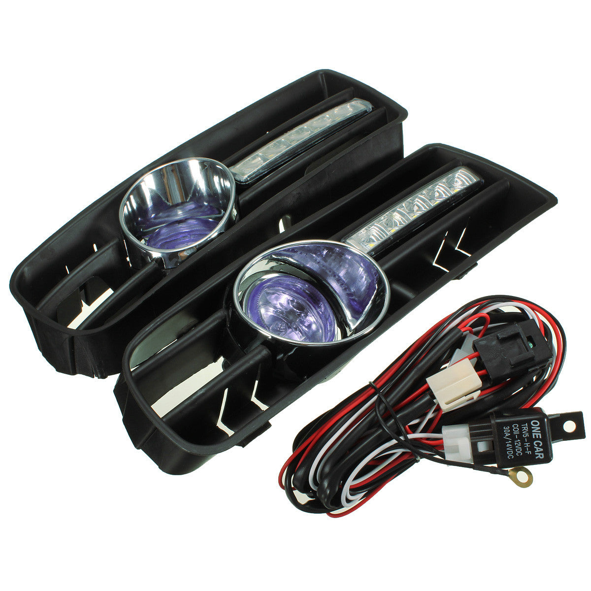 Front Lower Bumper Grille Driving Fog Light DRL Lamp with Wiring Harness For VW GOLF MK4 1998-2004 - Auto GoShop