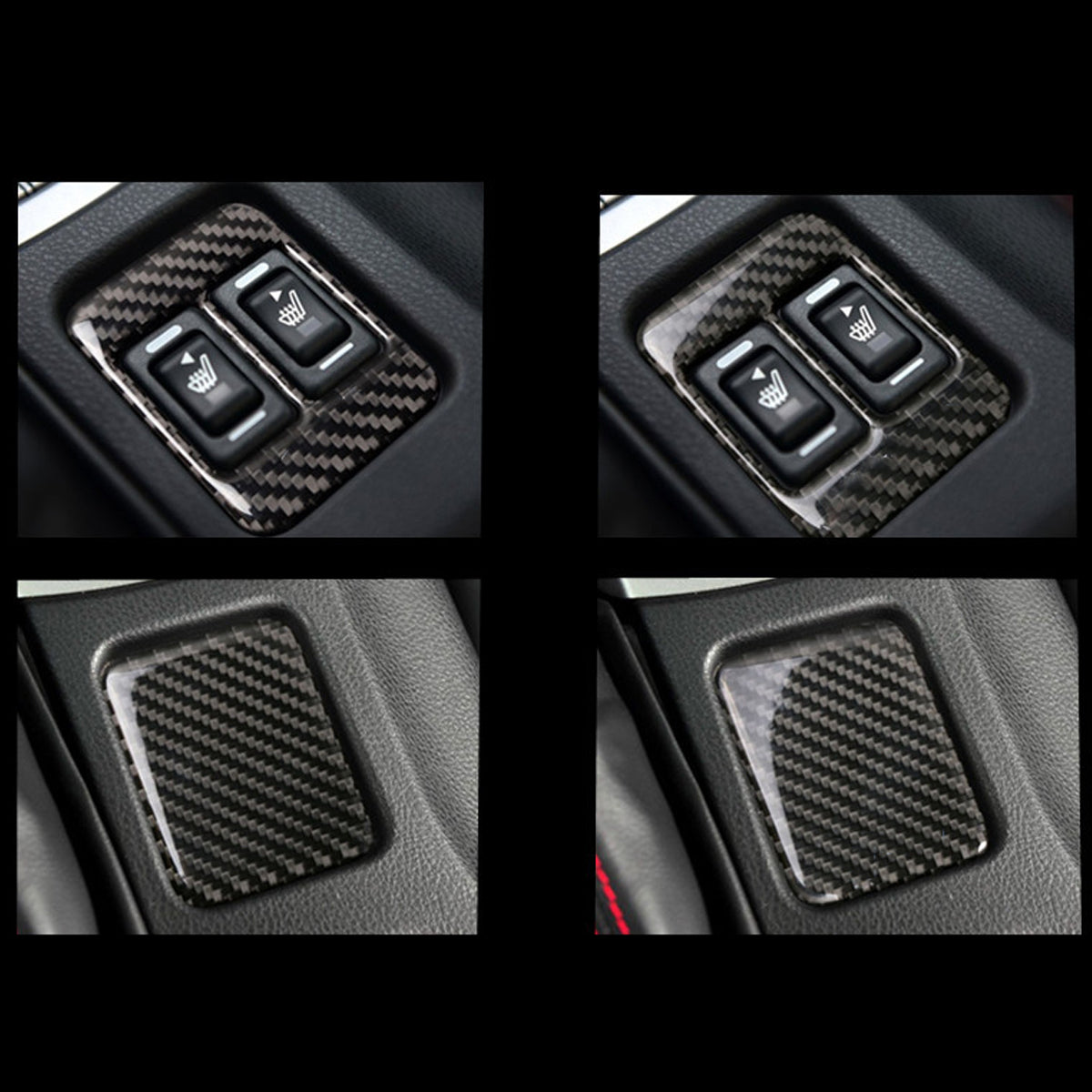 Dark Slate Gray Carbon fiber pattern central control seat electric heating button decoration is suitable for Toyota Subaru BRZ Toyota 86 2013-2019
