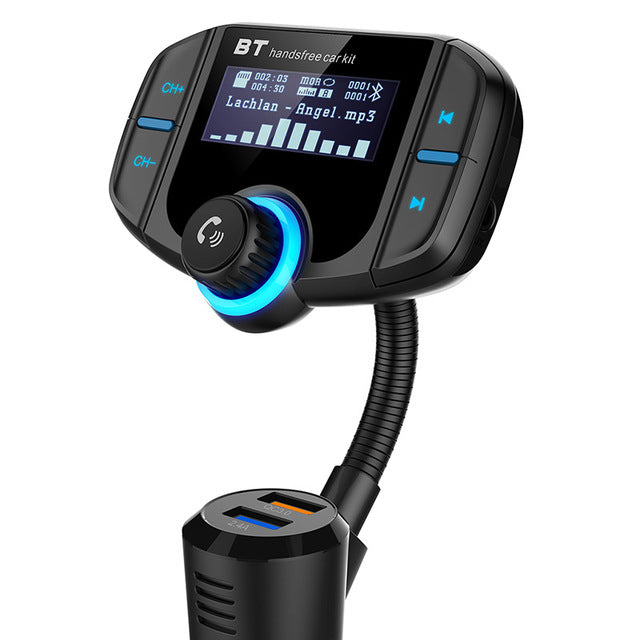 Turquoise Car Bluetooth transmitter fast charge (Black)