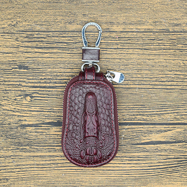 4*2*8CM Genuine Leather Car Key Case Bag Keychain Remote Protector Cover Universal - Auto GoShop
