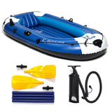 Dark Slate Blue 225x127cm 3 Person Inflatable Rowing Boat Bearing 210kg PVC Rubber Fishing with Paddles Pump